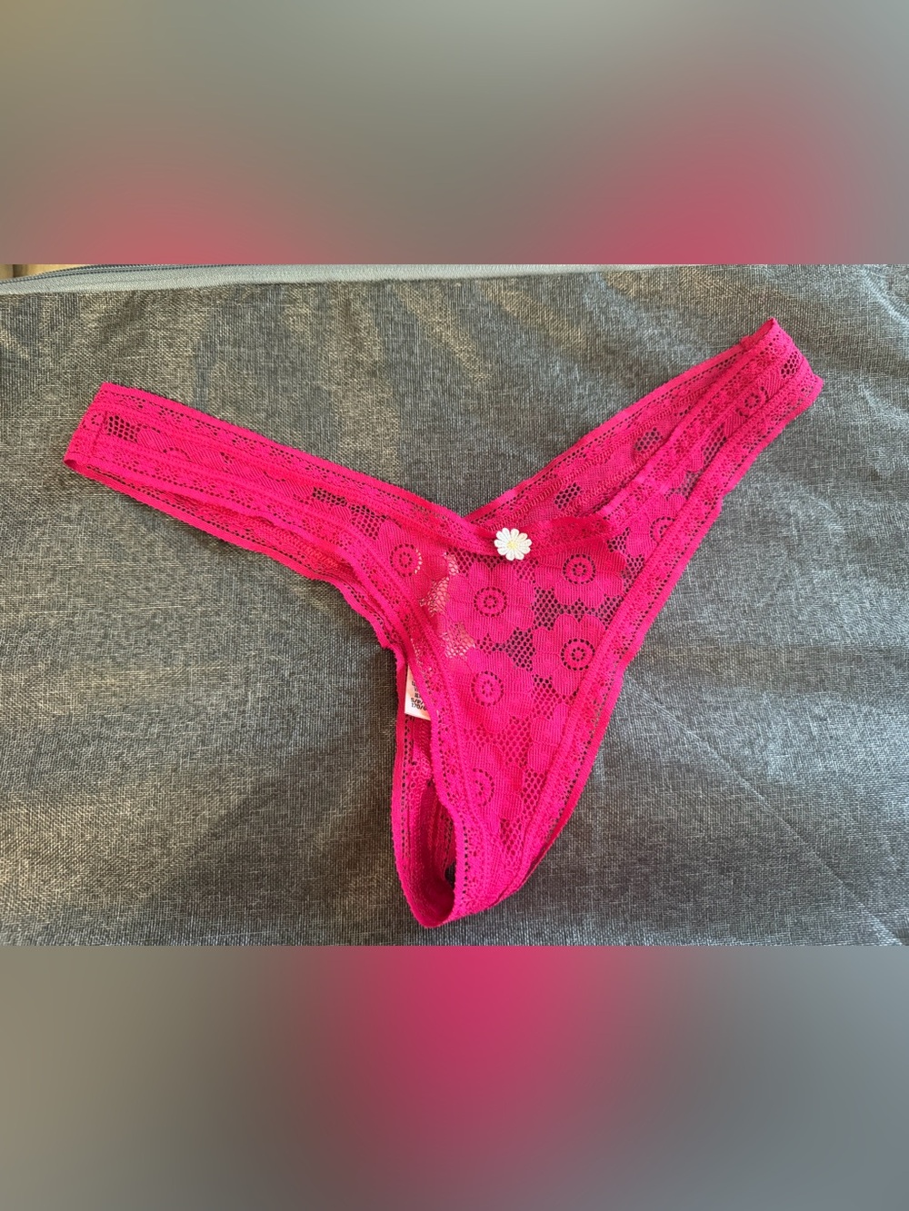 NWT Victoria’s Secret Lace Thong Panty in Vibrant Fucsia
